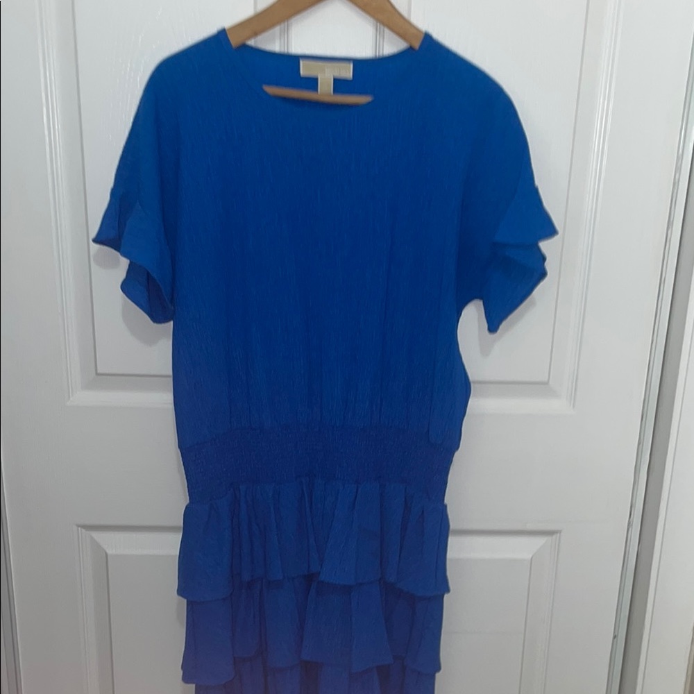 Michael Kors Blue Ruffled Tiered Sundress